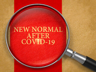 Image showing New Normal After Covid-19 through Loupe on Old Paper