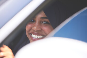 Image showing Arabic Woman Traveling By Car