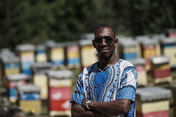 Image showing african beekeeper local black honey producer