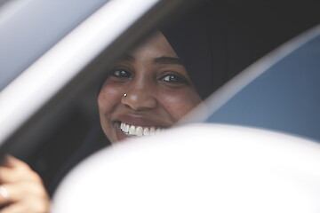 Image showing Arabic Woman Traveling By Car