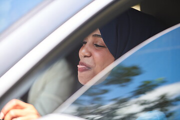 Image showing Arabic Woman Traveling By Car