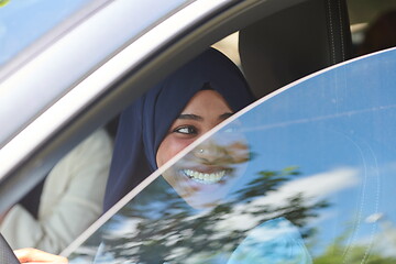 Image showing Arabic Woman Traveling By Car