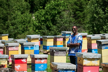 Image showing african beekeeper local black honey producer