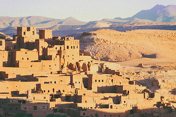 Image showing Old desert fortified city of Ait Benhaddou, Ouarzazate, Morocco.