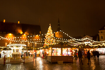 Image showing christmas market at tallinn old town hall square