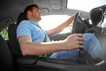 Image showing man or driver driving car