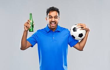 Image showing football fan with soccer ball celebrating victory