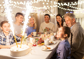 Image showing happy family having dinner party at home