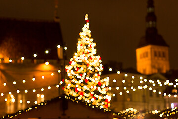 Image showing christmas market at tallinn old town hall square