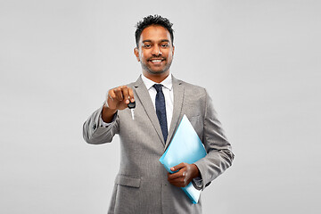 Image showing happy indian man showing car key