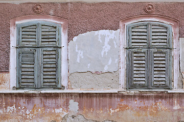 Image showing windows with shutters on abandoned traditional house