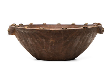 Image showing Empty brown wooden bowl