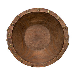 Image showing Empty brown wooden bowl