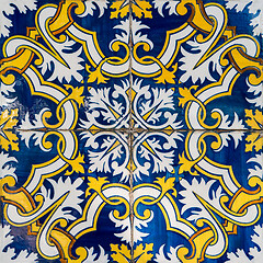 Image showing Traditional Portuguese glazed tiles