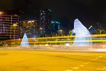 Image showing Macau cityscape and traffic trail