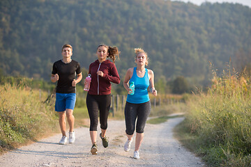 Image showing young people jogging on country road