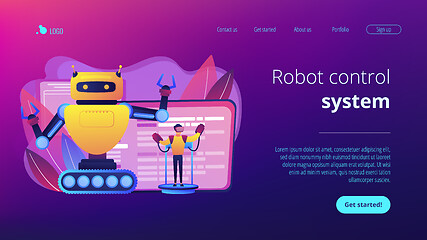 Image showing Remotely operated robots concept landing page.