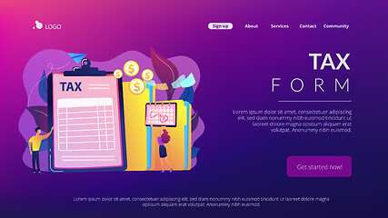 Image showing Tax form concept landing page.