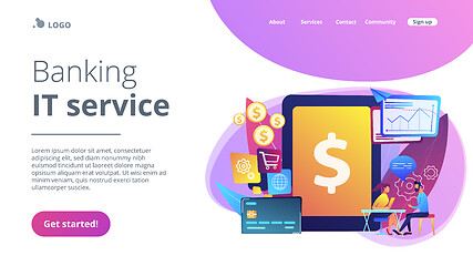 Image showing Core banking IT system concept landing page.
