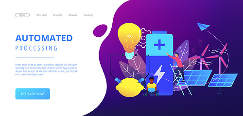 Image showing Innovative battery technology concept landing page.