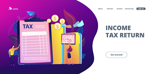 Image showing Tax form concept landing page.