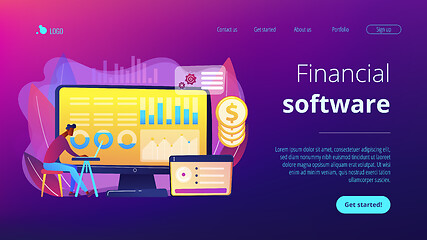 Image showing Financial data management concept landing page.