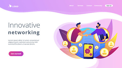 Image showing Mobile collaboration concept landing page.