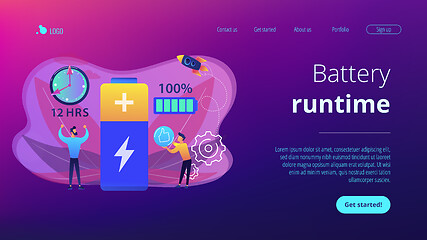 Image showing Battery runtime concept landing page.