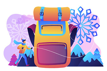 Image showing Winter hiking concept vector illustration.