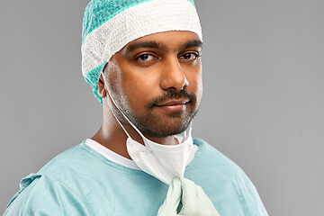 Image showing face of doctor or surgeon with protective mask