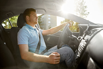 Image showing man or driver driving car