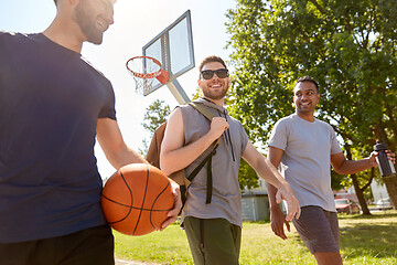 Image showing group of male friends going to play basketball