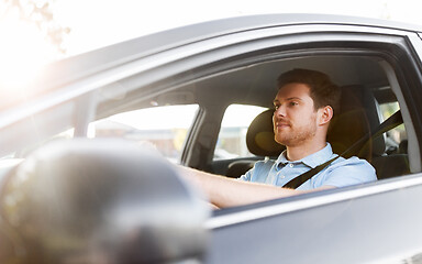 Image showing man or driver driving car in summer