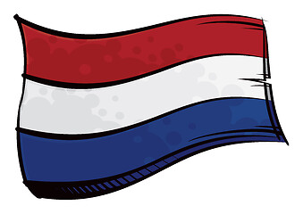 Image showing Painted Netherlands flag waving in wind