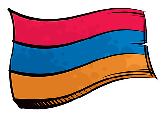 Image showing Painted Armenia flag waving in wind
