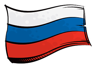 Image showing Painted Russia flag waving in wind