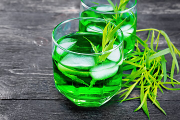 Image showing Lemonade Tarragon in two glasses on wooden board