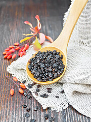 Image showing Barberry dried in spoon on board