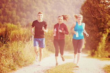 Image showing young people jogging on country road