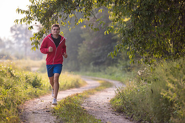 Image showing man jogging along a country road