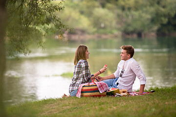 Image showing Couple in love enjoying picnic time