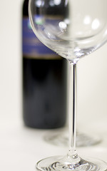 Image showing red wine glasses and bottle