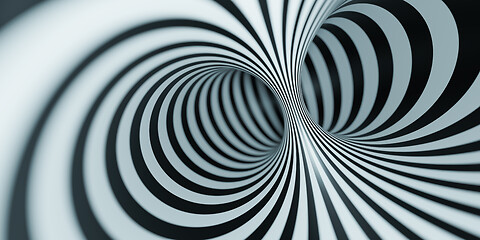 Image showing optical illusion black and white tunnel