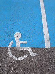 Image showing Logo on asphalt for disabled persons