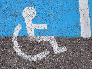 Image showing Logo on asphalt for disabled persons