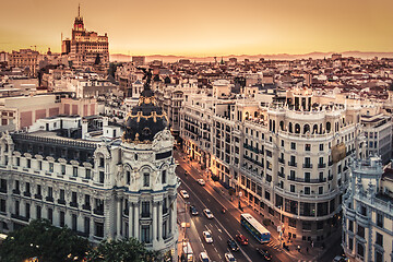 Image showing Panoramic view of Gran Via, Madrid, Spain.