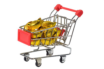 Image showing Gold ingots in trolley