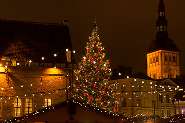 Image showing christmas market at tallinn old town hall square