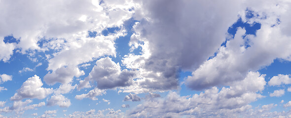 Image showing Sky panorama with clouds, as samless background