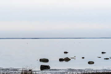 Image showing Seascape with rocks in calm water